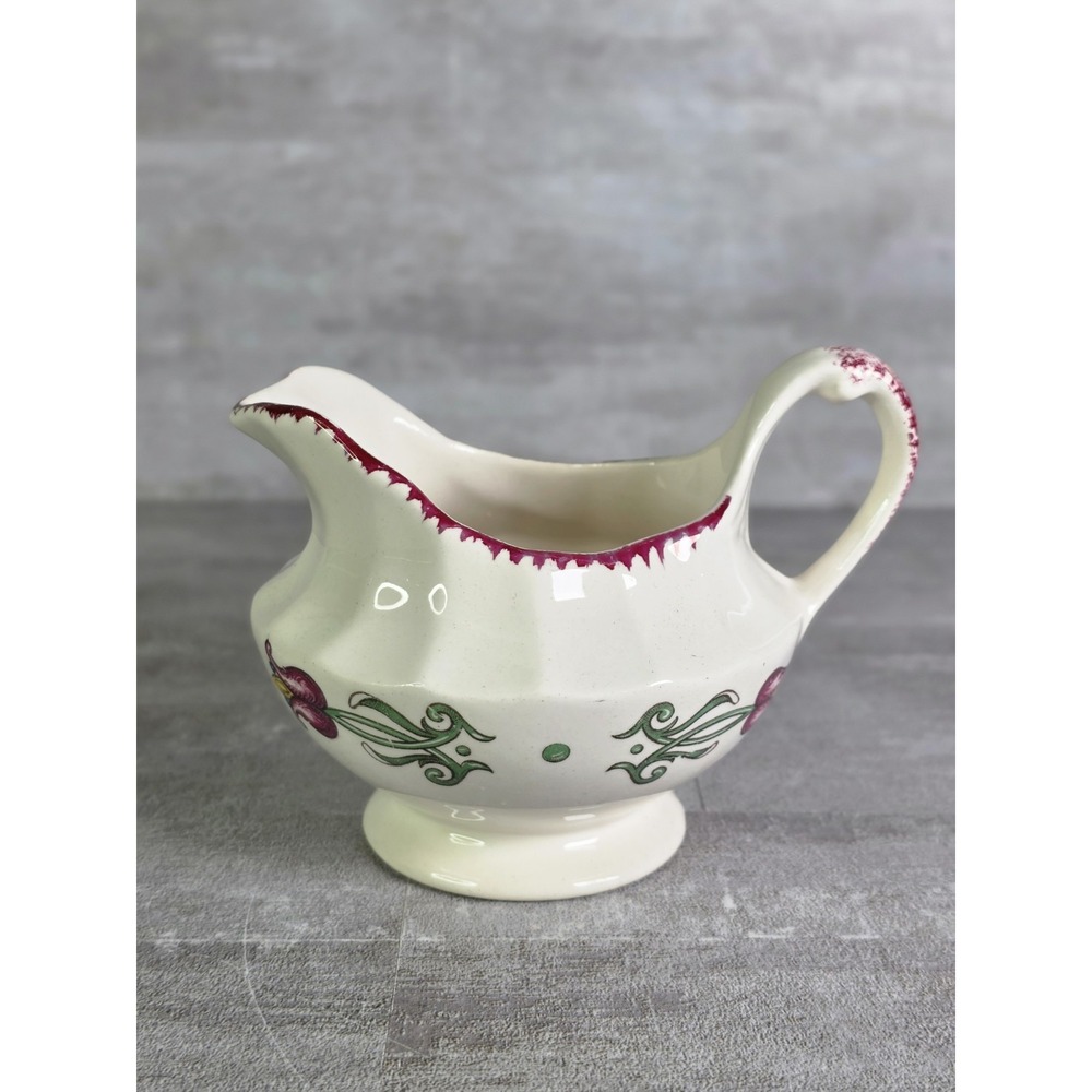 VTG American Limoges Old Dutch Pattern Tulips in Basket Creamer USA